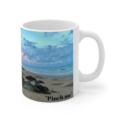 “Pinch me” White Ceramic Mug, 11oz