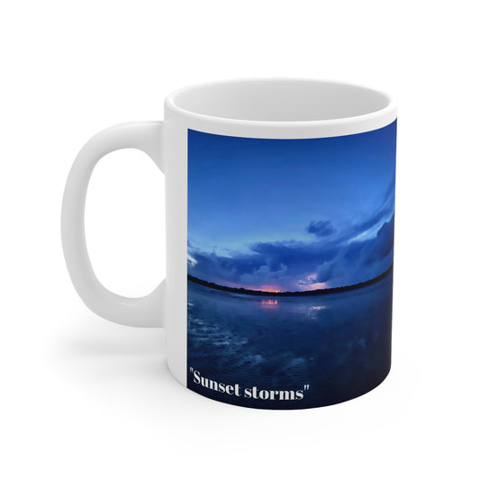 “Sunset storms” White Ceramic Mug, 11oz