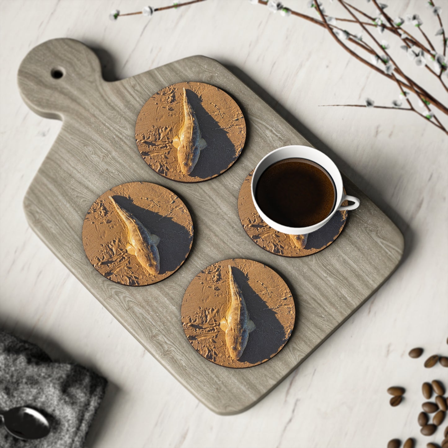 Fishing-Inspired Flathead Coasters - Eco-Friendly Home Décor